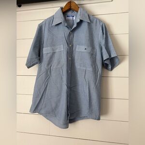 Vintage 1983 McDonald’s Employee Uniform Blue Short Sleeve Button Shirt Size 16